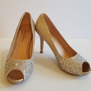 Glamorous Mirrored Peep Toe Heels, size 9
